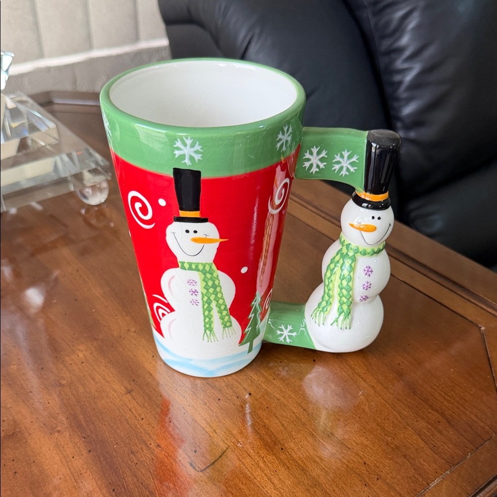 Festive Snowman Holiday Mug - Red and Green
